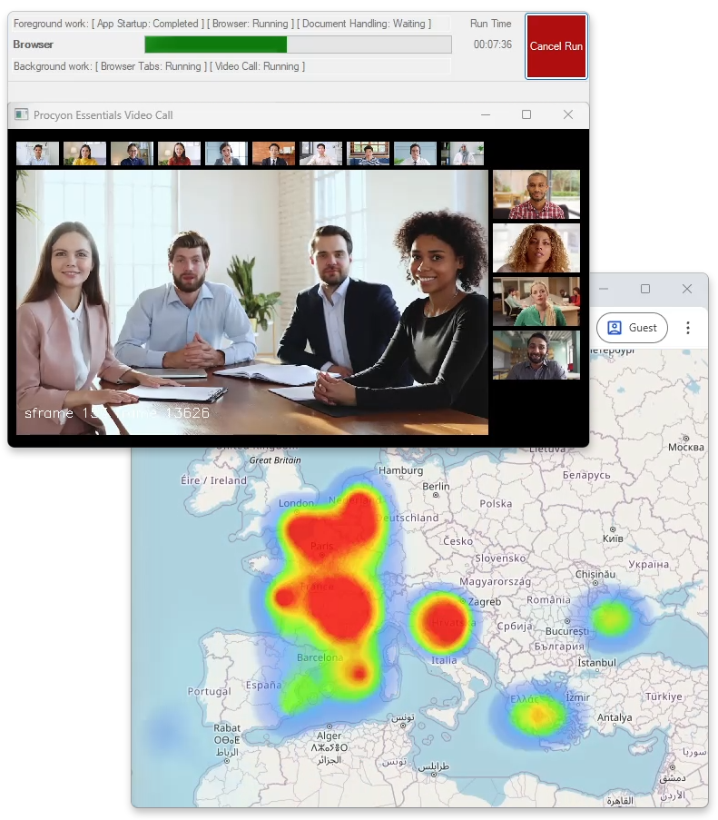 Procyon Essentials Benchmark Video call and radar map